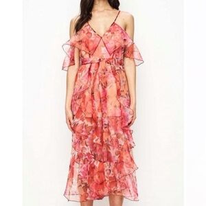 Alice McCall Oh Me Oh My Pink Ruffled Tiered Silk Jumpsuit